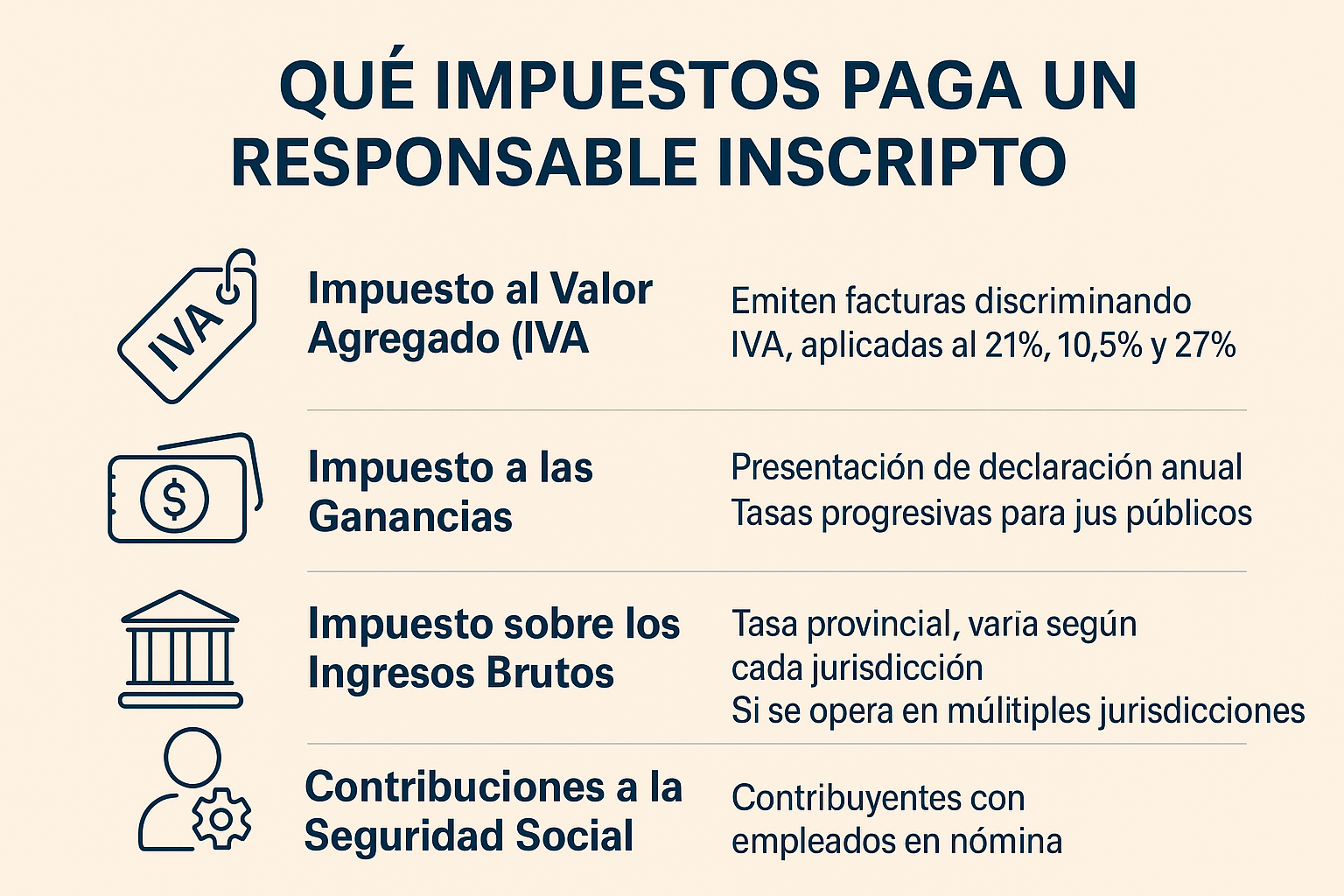 que impuestos paga un responsable inscripto